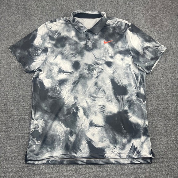 Nike Other - Nike Dri-FIT Mens Golf Polo Shirt Large Gray Black Abstract Brushstroke Print